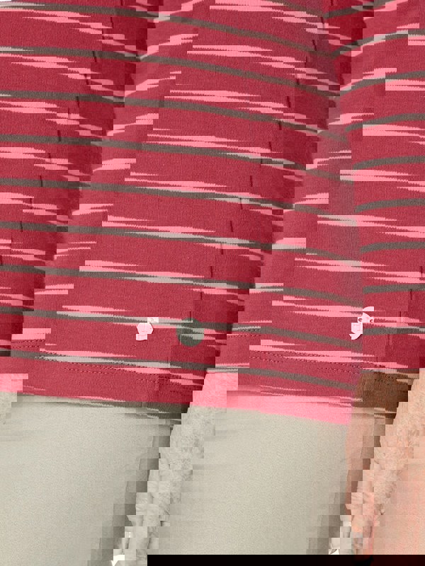 PennyPlain Striped Funnel Neck Top - Berry