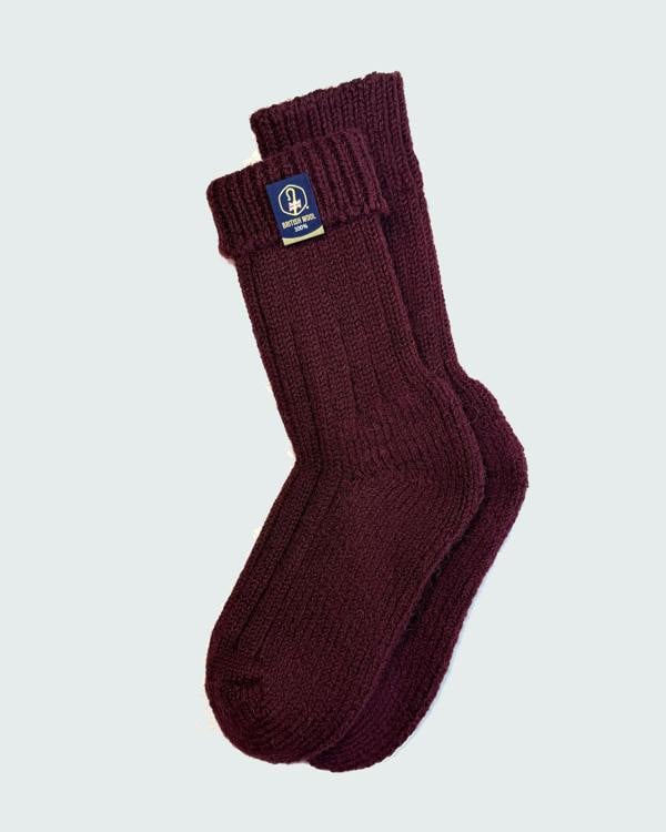 Jemsox British Wool Boot Socks – Burgundy | 100% British Wool Luxury Boot Socks