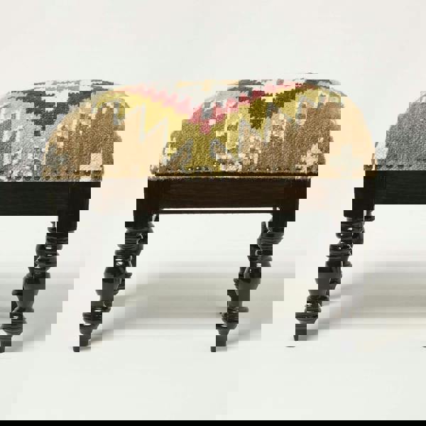 HOMESCAPES Jaipur Handwoven Kilim Footstool