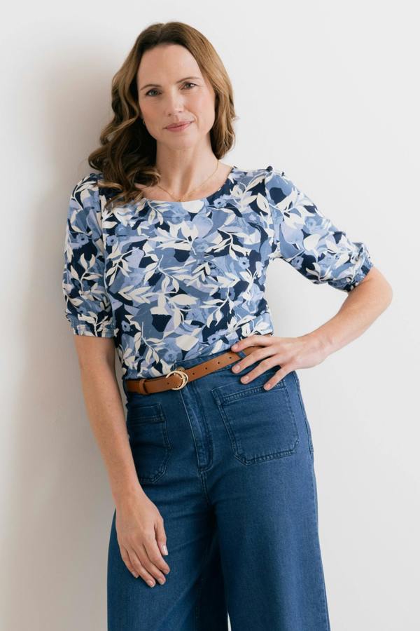 Lily & Me Meadow Printed Jersey Top Navy