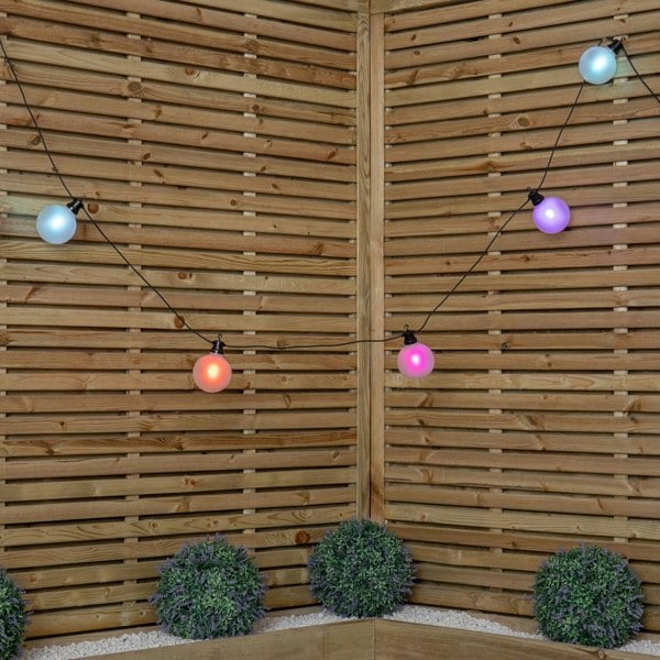 Samuel Alexander 4.5m Set of 10 Frosted Ball Style Cap String Lights with Filament in Rainbow
