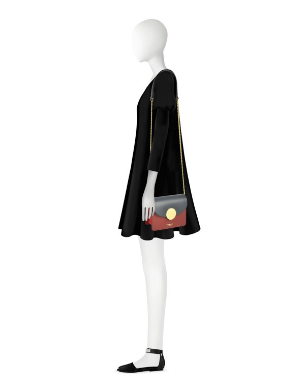Le Parmentier New Ondina Mini Color Block Shoulder Bag - Navy / Burgundy