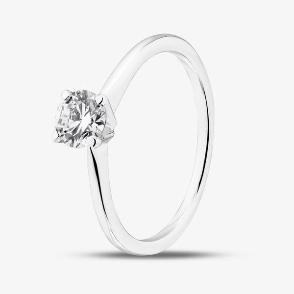 T. H. Baker 9ct White Gold Certified Lab Grown 0.50ct Oval Cut Diamond Shoulder Set Solitaire Ring LGR21614-50