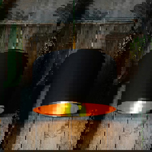 Love Frankie black cotton lampshade copper lining light on