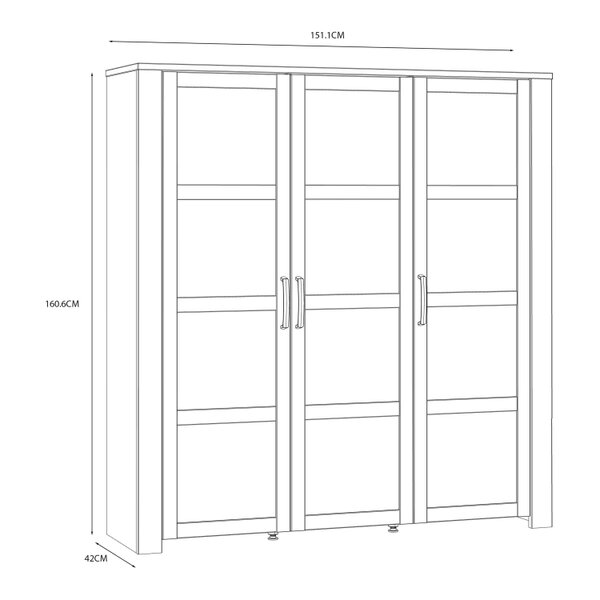 Wyld Haus Bohol 3 Door Large Display Cabinet in Riviera Oak/White