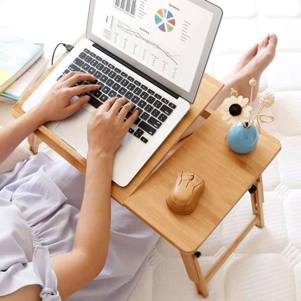 Dyzi Bamboo Portable Laptop Desk Adjustable Height & Angle Stand