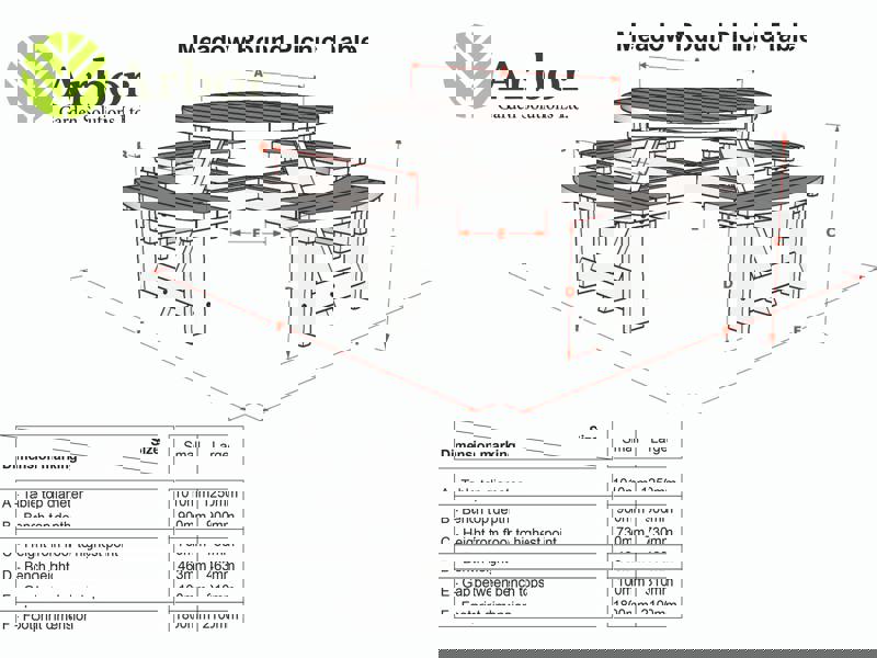 Meadow Round Picnic Table - Wooden Outdoor Dining Set for Gardens and Patios