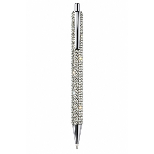 Love EMVY Sparkly Crystal Effect Ballpoint Pen with Black Ink - Silver