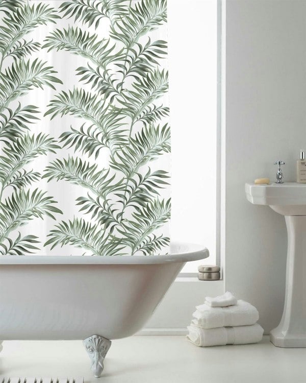 Country Club Leaf White Shower Curtain