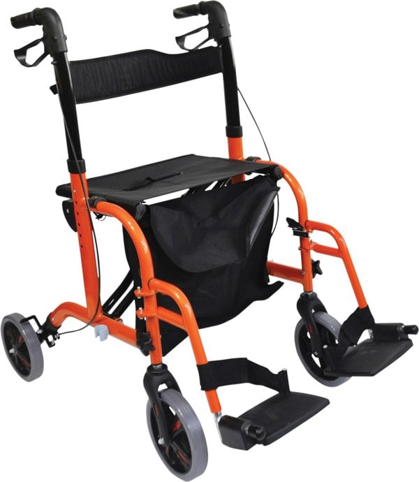 Aidapt Duo Rollator And Transit Chair Orange