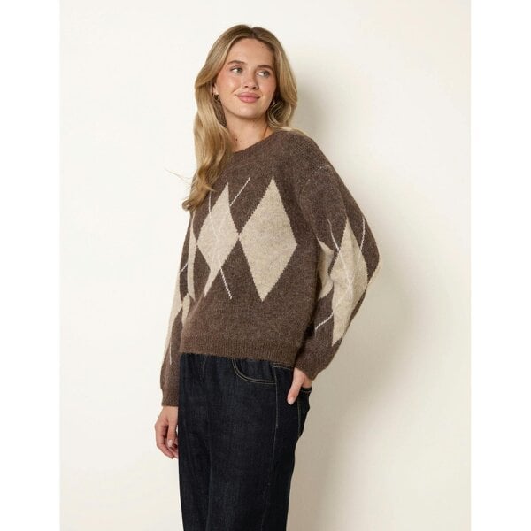 Blue Vanilla Argyle Pattern Knit Jumper