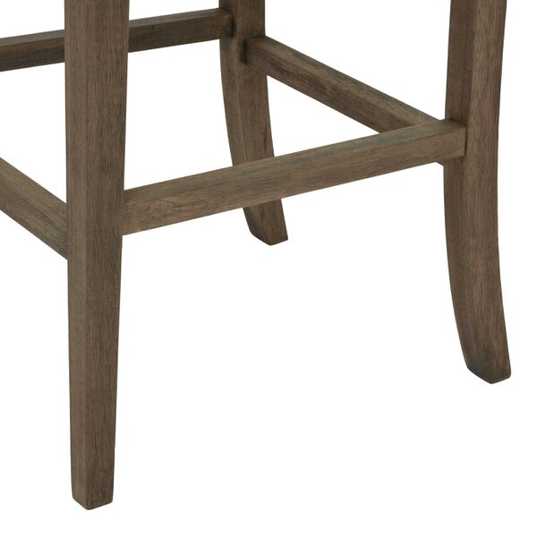 Wyld Haus Parma Arched Warm Grey Upholstered Wooden Bar Stool Wooden Legs