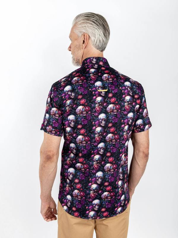 SKULL SUNGLASSES FLORAL SHORT SLEEVE SHIRT - Claudio Lugli Shirts