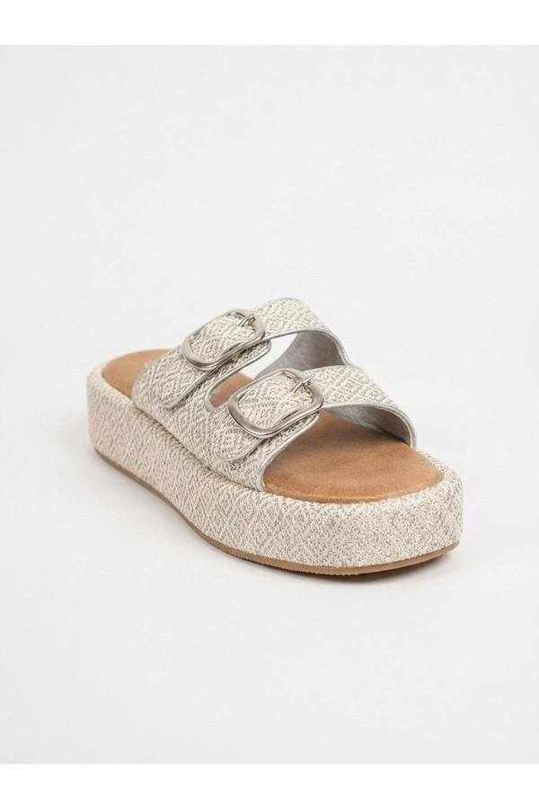 Vera Diamond Pattern Platform Sandals - Silver