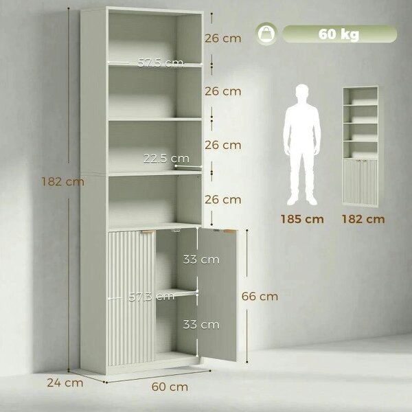 Bookcase Adjustable Shelf Bookshelf Anti-Tip Hardware 6-Tier, Light Green