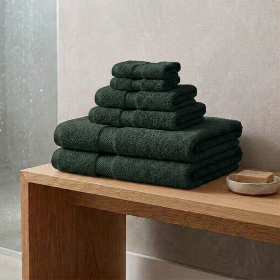 Vision V475 - 6 Piece 100% Cotton Towel Bundle - Forest Green - Towel Bundle - 100% Cotton