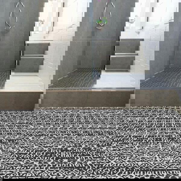 WFS6017 - Medieval Art Seamless Floral Pattern Tiles Floor Stickers 120cm x 60 cm