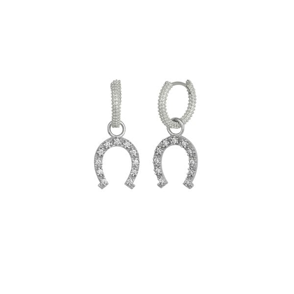 Spero London Silver Hoop Sterling Silver Horseshoe Equestrian Earrings