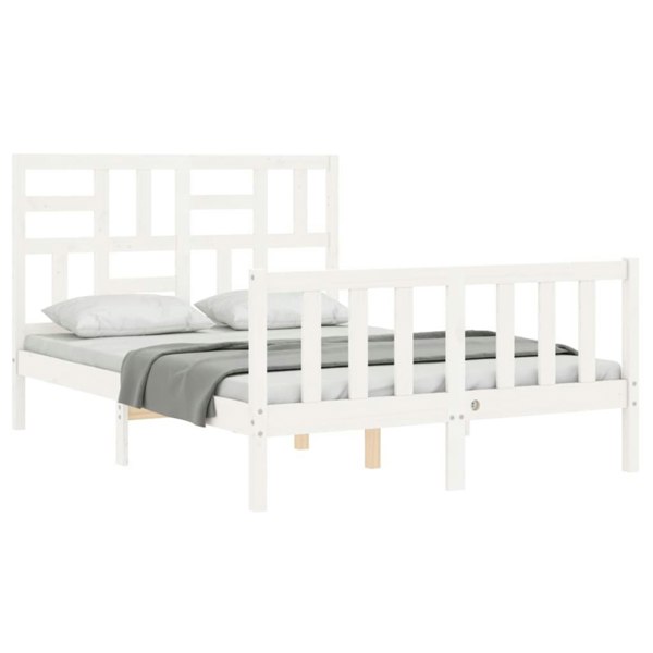Berkfield Bed Frame with Headboard White 140x190 cm Solid Wood