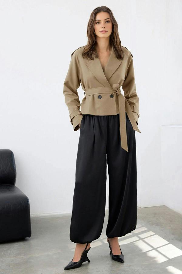 WOVCOR Woven Crop Blazer Jacket