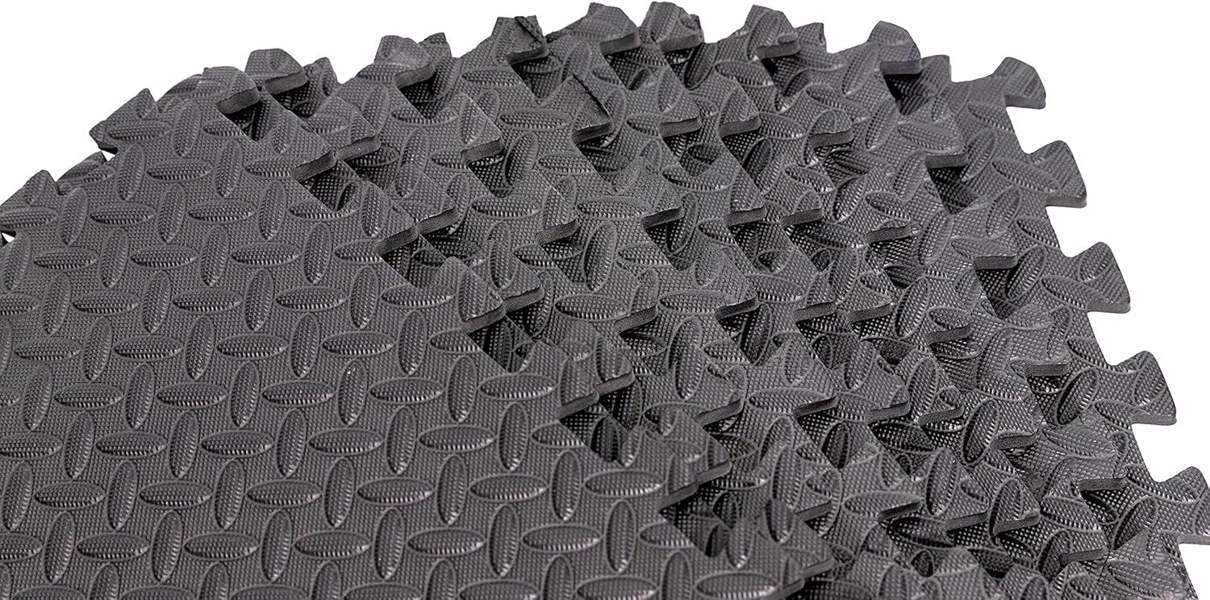 Shatchi 36pcs Black Gym Flooring Puzzle Mat Interlocking EVA Floor Tiles Non slip Rubber Cushion For Home Mat