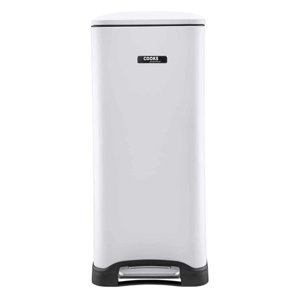 Cooks Professional 50L Dual Recycling Slimline Pedal Bin | White