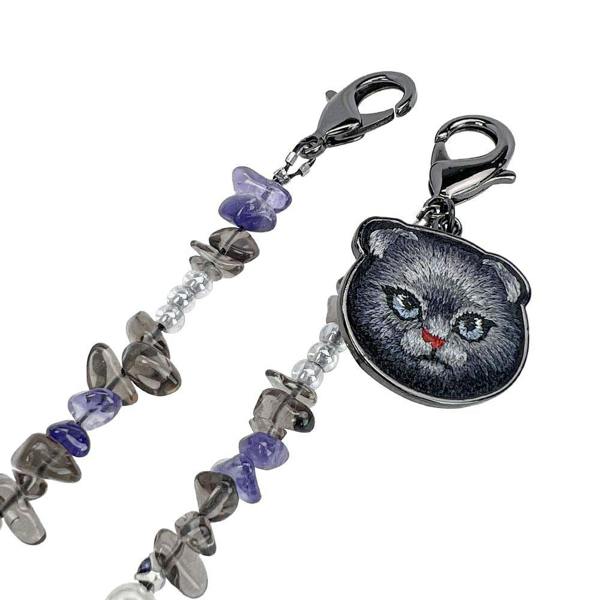 Nimmy Friends Nimmy Big Eye Cute Pet Black Cat Mobile Phone Chain Bag Charm Crystal Bracelet Black - N-CXMC-SL-03