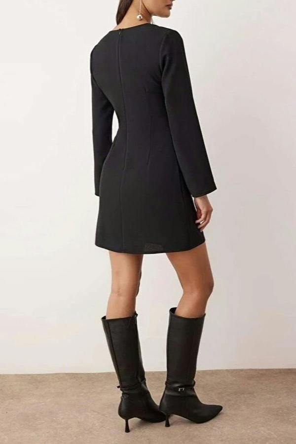 WOVCOR A-Line Mini Woven Dress with Accessory Detail