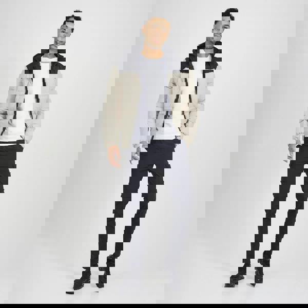 Brave Soul Stone Colour Block Padded Hooded Jacket - Stone Image 3