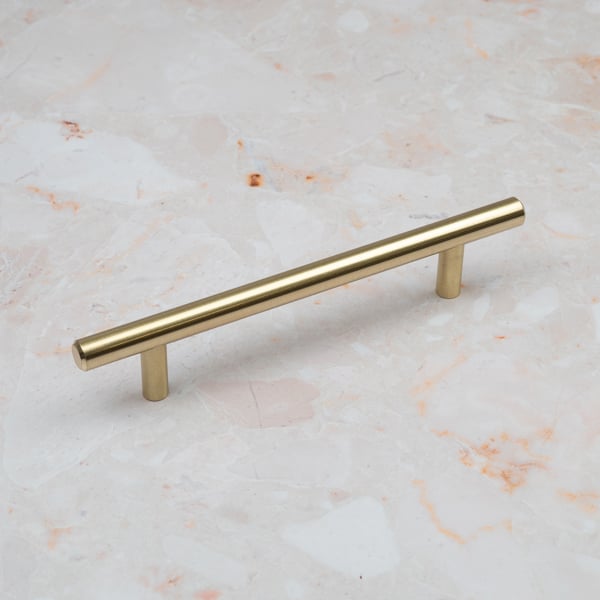 Handle & Home Satin Brass T-Bar Handles & Coordinating T-Bar Knob