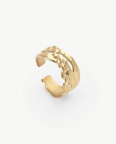 Elk & Bloom Molten Moment Chunky Abstract 14K Gold Chain Ring