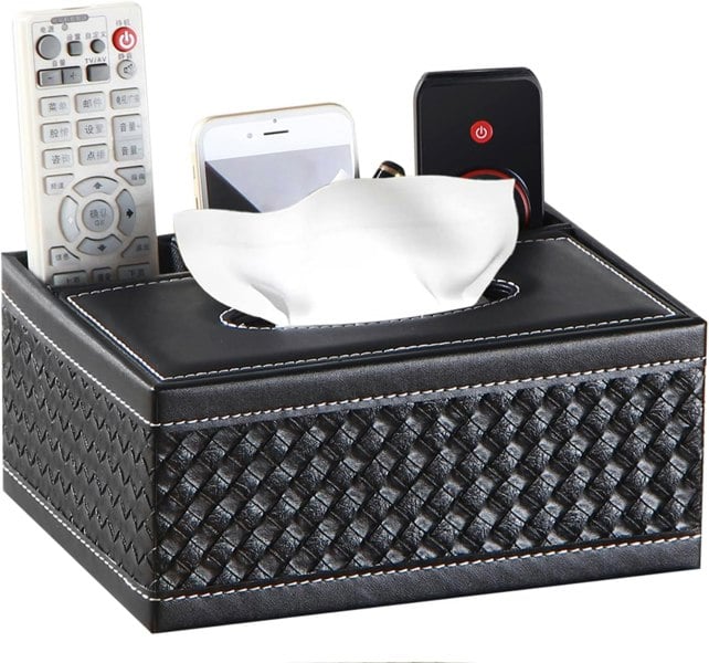 smartbies Leather Tissue Box Multifunctional Organizer – Tissue Box Holder Accessory