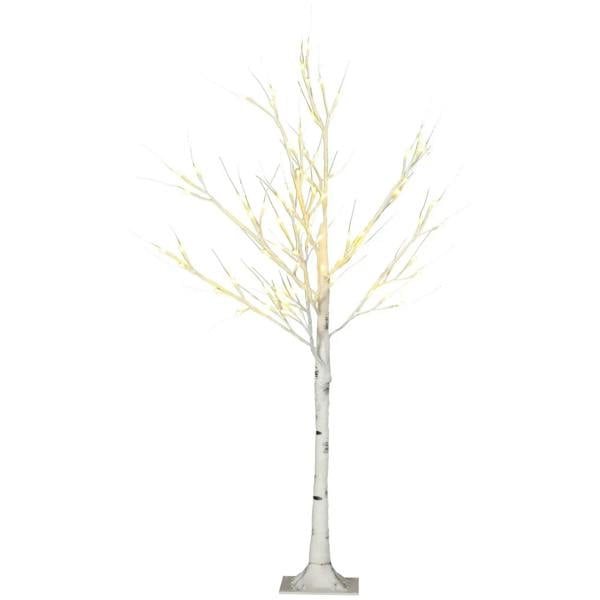 Artificial white birch tree on a stand with pre-lit warm white LED light branches