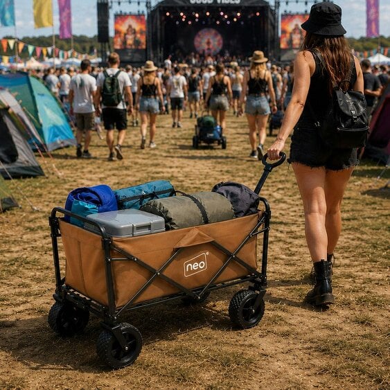 Neo Direct Neo Khaki Folding Wagon Garden Cart 138L 120kg