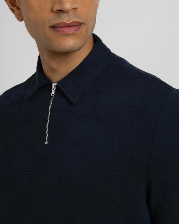 Steel & Jelly Adwell - Linear Floral Jacquard Polo Shirt