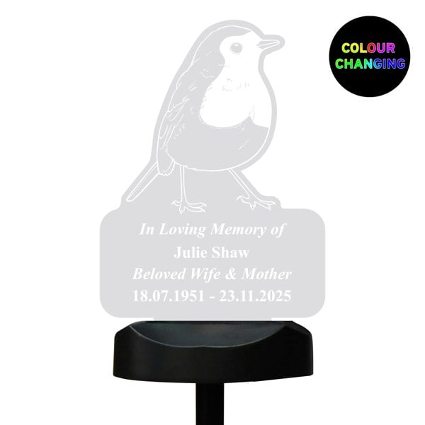 Personalised Memento Company Personalised Robin Memorial Outdoor Solar Light