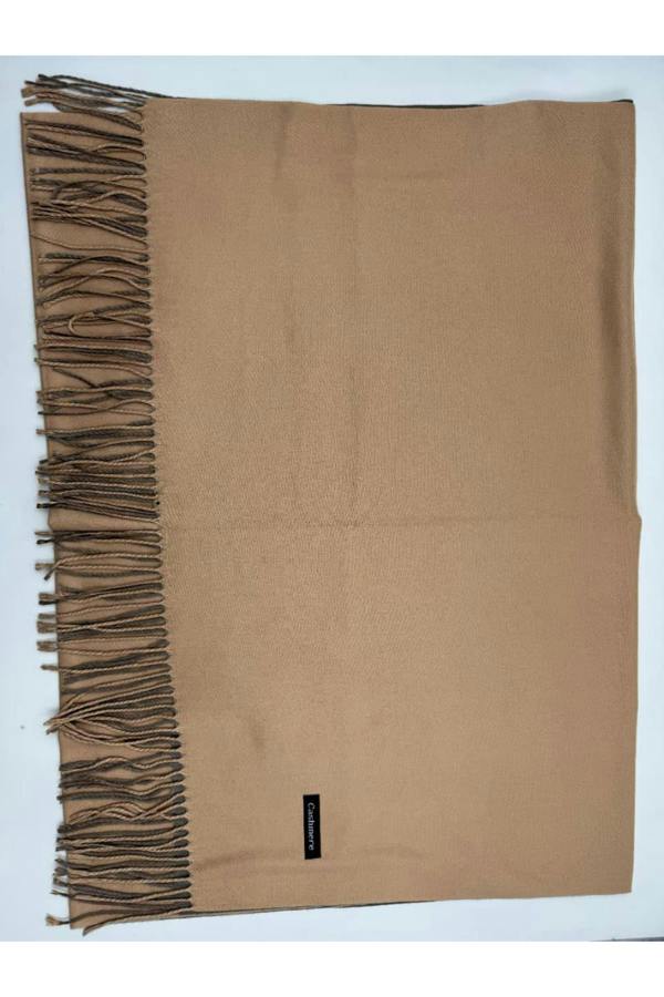 Dyzi Two-Tone Reversible Cashmere-Feel Scarf Tan Grey