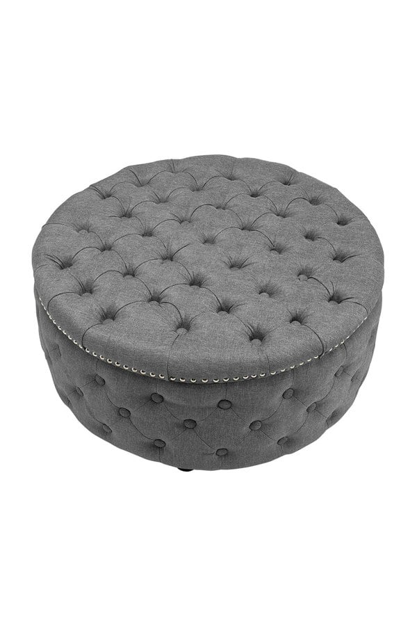 Living and Home 75cm W Tufted Round Cocktail Footstool