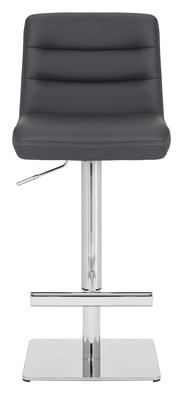 Lamboro Luscious Deluxe Real Leather Breakfast Bar Stool, Chrome Footrest, Swivel Gas Lift, Home Bar & Kitchen Barstool, Charcoal Grey