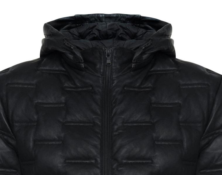 Infinity Leather Men's Hooded Puffer Quilted Bomber Leather Jacket - Belém
