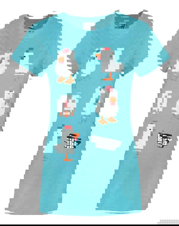 Crossy Road Womens Blue Crossy Road Chicken Short Sleeved T-Shirt