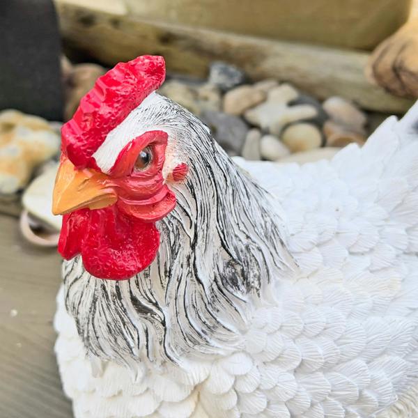 Farmwood Large Sitting White Chicken Garden Animal Ornament