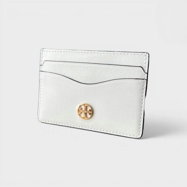 Tory Burch Crinkle Slim Card Case Cirrus Cloud White