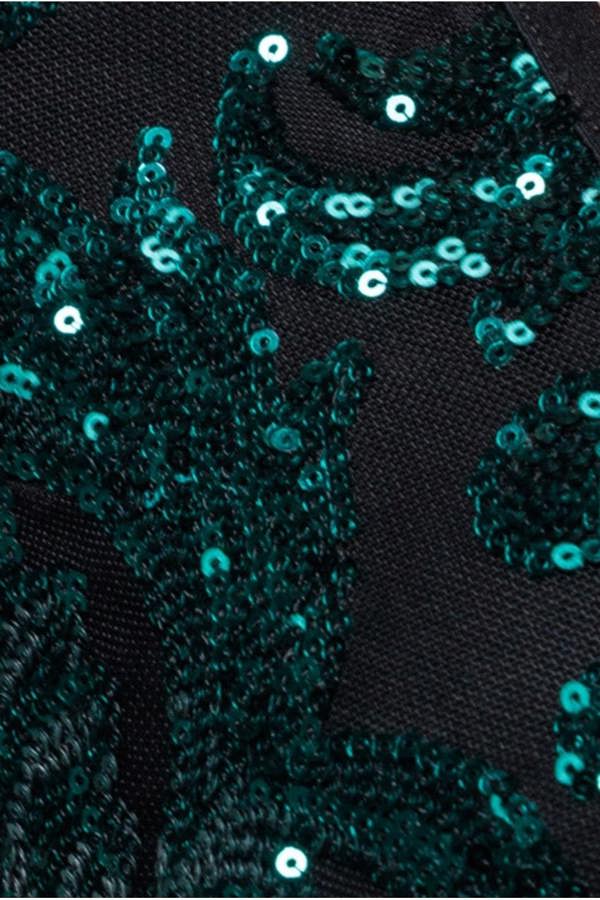 Tassel & Sequin Midaxi With Front Split - Emerald Green DR4006