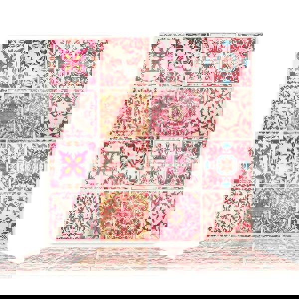 WALPLUS Moroccan Rose Red Mosaic Glossy 3D Sticker Tile 15.4 cm (6 in) - 16pcs in a pack