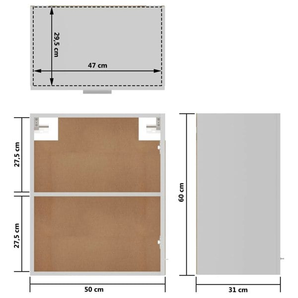 Berkfield Hanging Cabinets 2 pcs White 50x31x60 cm Engineered Wood