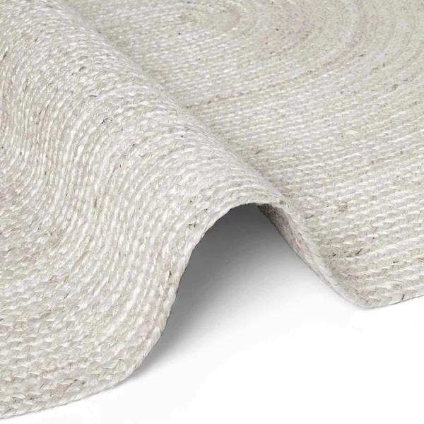 Braided Jute Rug Round Rangpur White