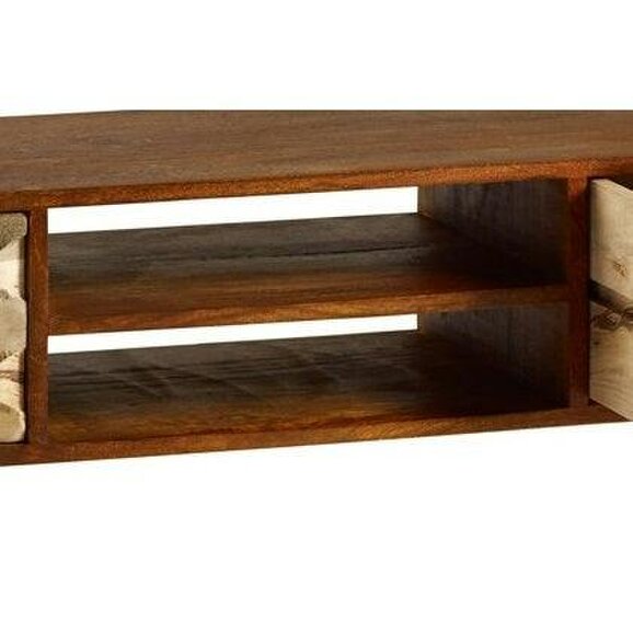 Wyld Haus Shenzhen Mango Wood TV Stand 2 Shelves 2 Drawers Gold Geometric Pattern