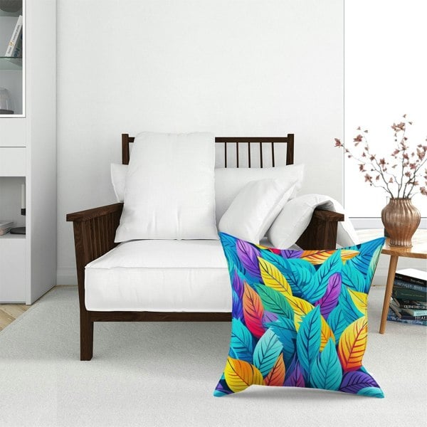 Warren Reed Bright Colourful Leaves Floor Cushion