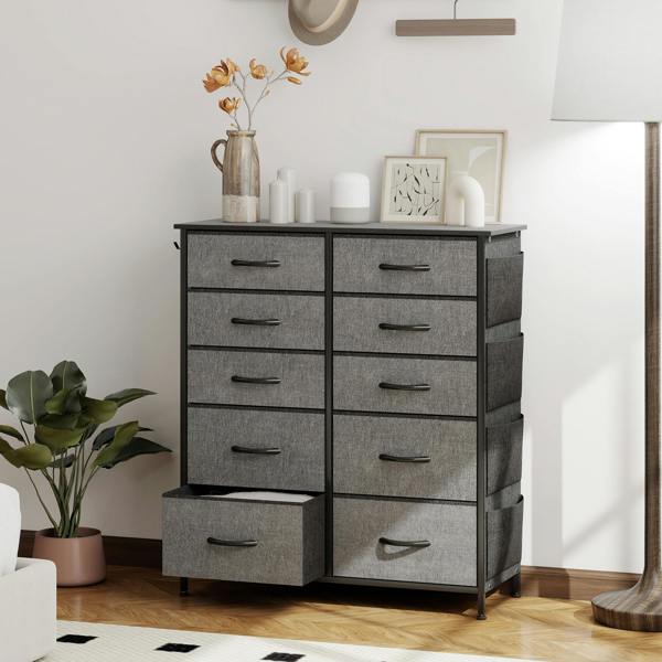 HOMCOM Fabric Chest of Drawers, 4 Drawer Dresser for Bedroom, Beige